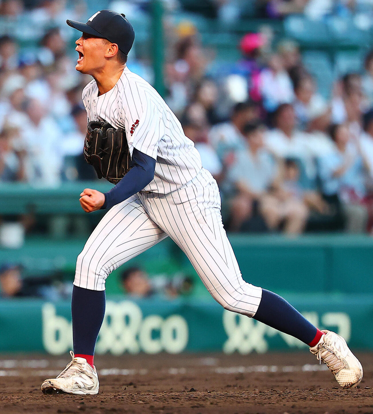 有明対立命館宇治　勝利を喜ぶ有明・斉藤遼汰郎（撮影・野上伸悟）