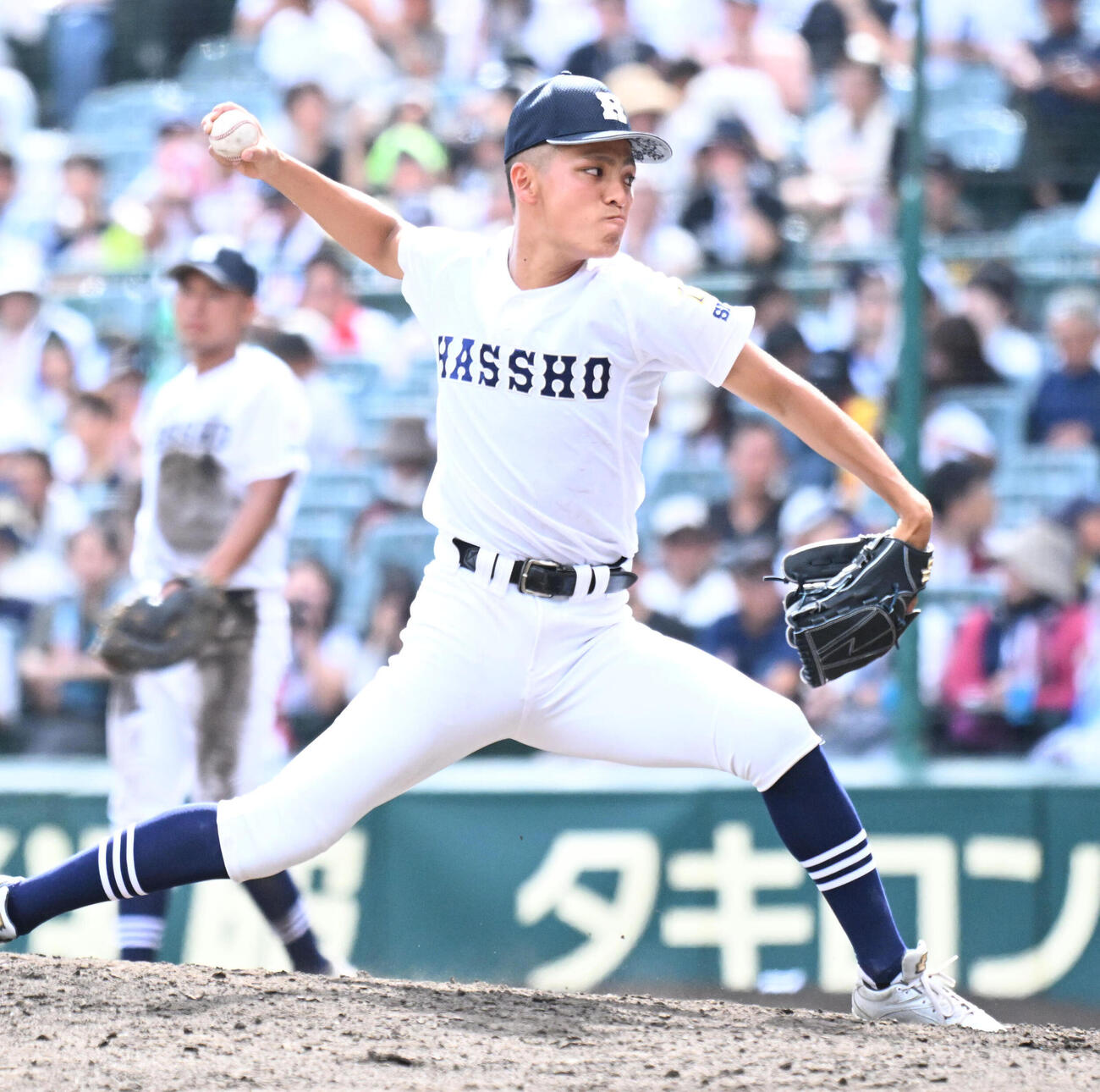 八幡商対健大高崎八幡商2番手の高木大世（撮影・石井愛子）