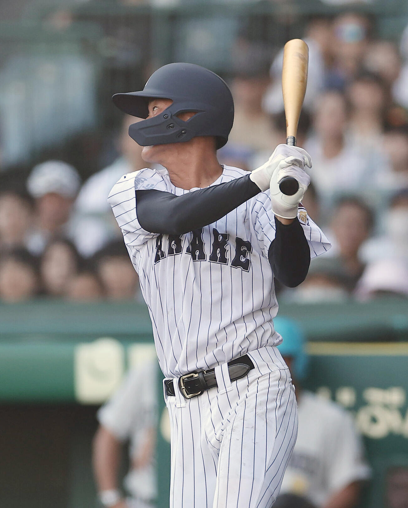 有明対立命館宇治　4回裏有明2死、二塁打を放つ三村門土（撮影・前田充）