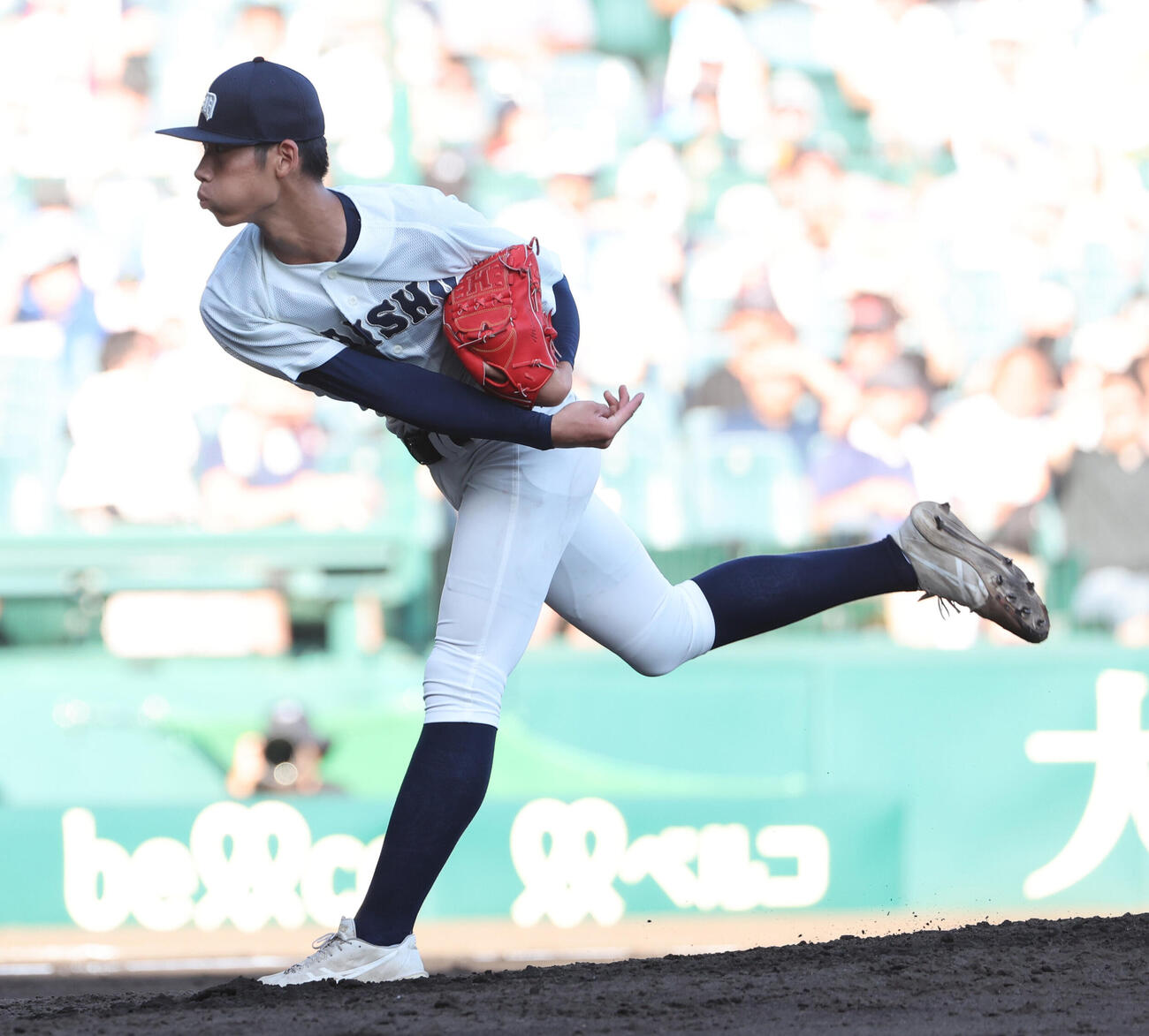 日本文理対大分商　3回途中から登板した大分商平田玲翔（撮影・西尾就之）