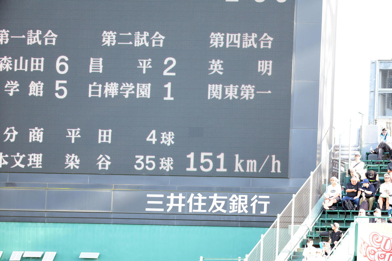 日本文理対大分商　3回途中から登板した大分商平田玲翔が151キロを出しスタンドがどよめく（撮影・西尾就之）