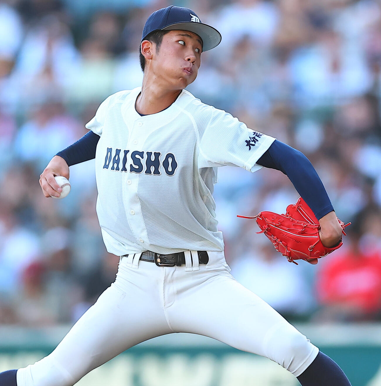 大分商対日本文理　力投する大分商・平田玲翔（撮影・野上伸悟）