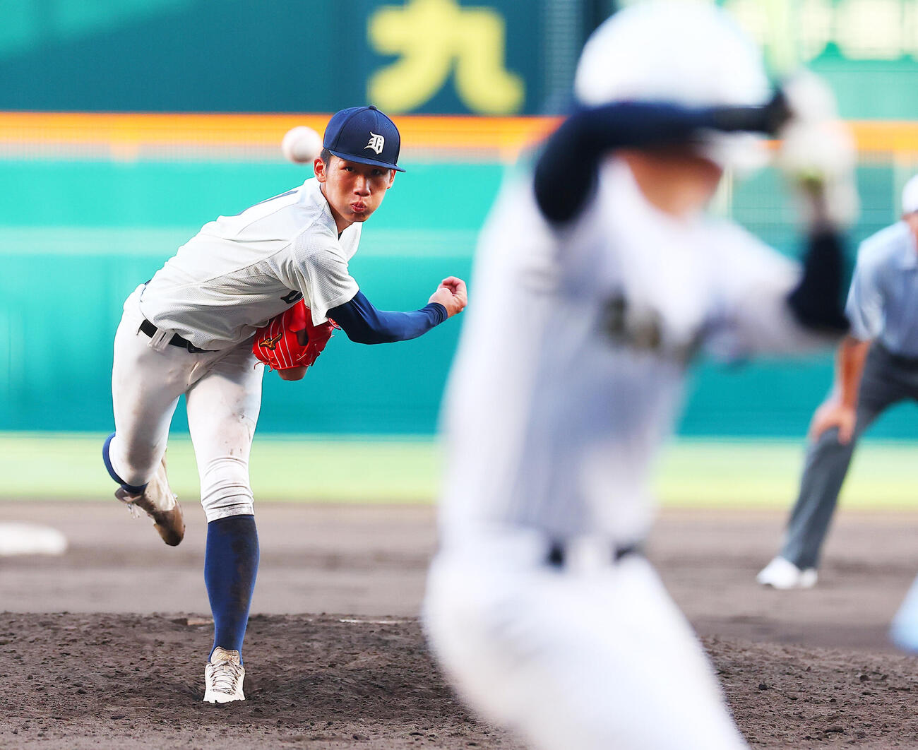 大分商対日本文理　力投する大分商・平田玲翔（撮影・野上伸悟）