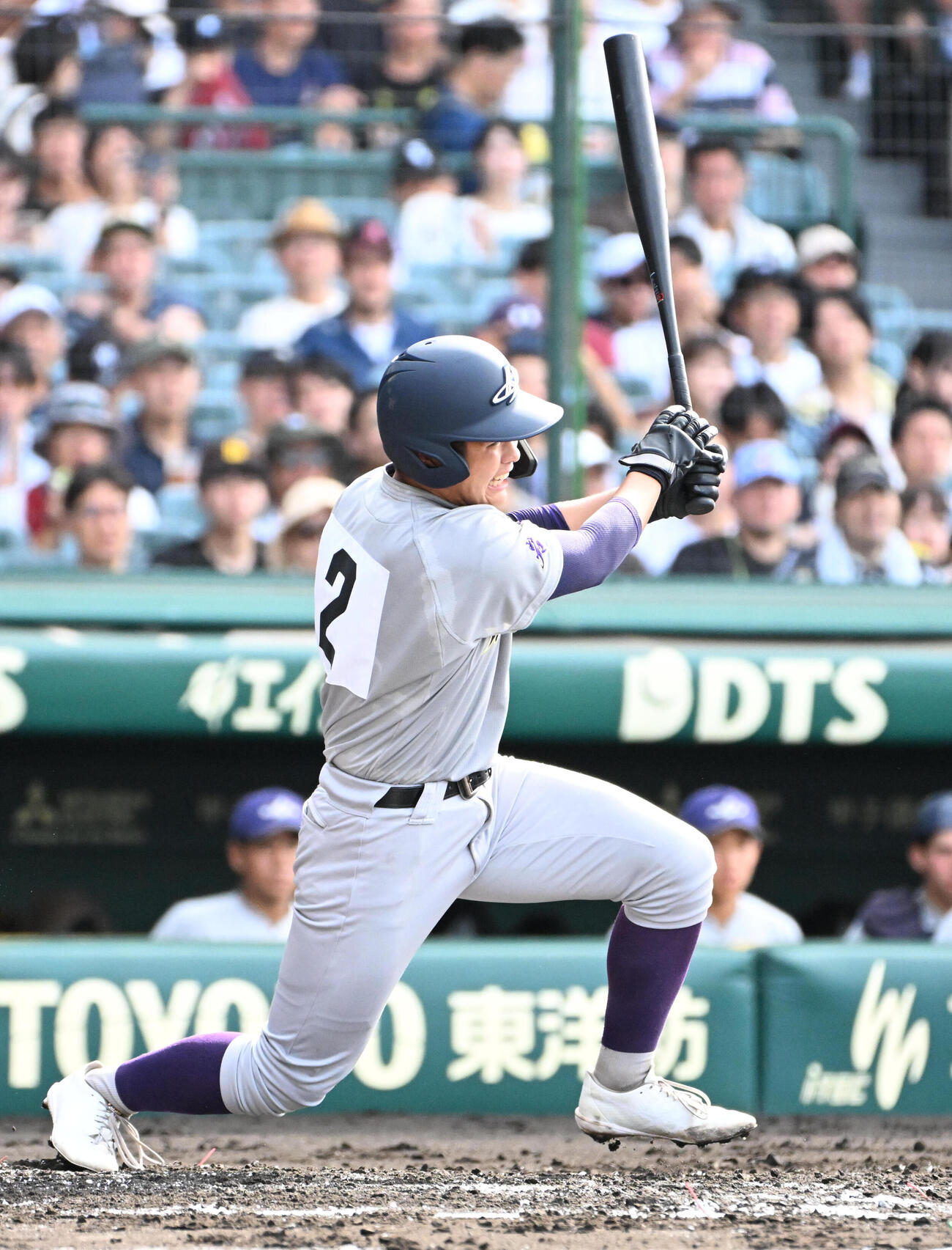 花巻東対新田　2回表花巻東2死二、三塁、斎藤蒼梧は先制の左適時打を放つ（撮影・石井愛子）