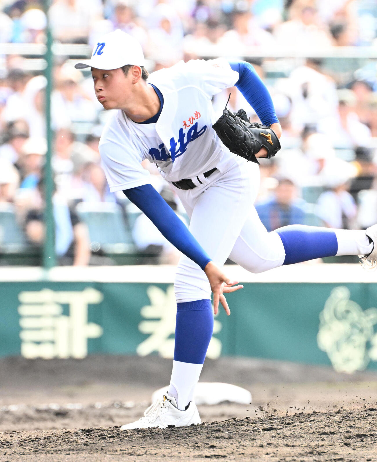 花巻東対新田　新田先発の築山朔弥（撮影・石井愛子）