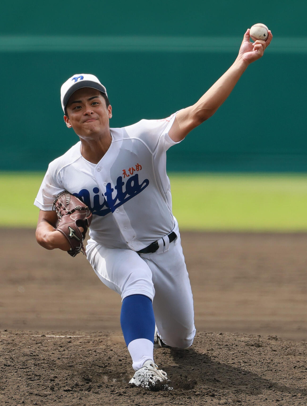 花巻東対新田　9回表に登板する新田の木下春空（撮影・上山淳一）