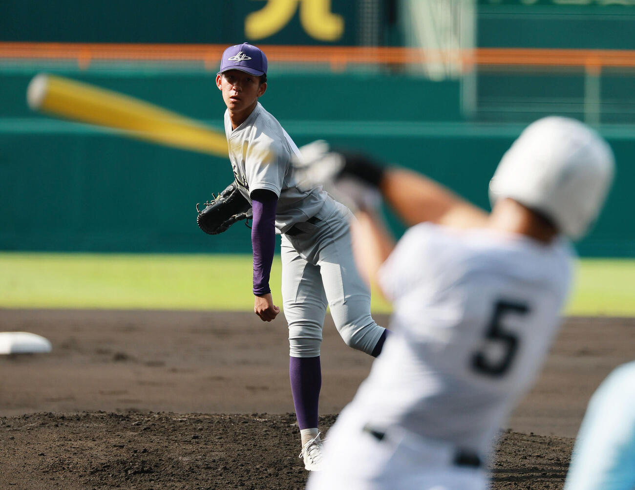花巻東対新田　花巻東先発の萬谷堅心（撮影・上山淳一）