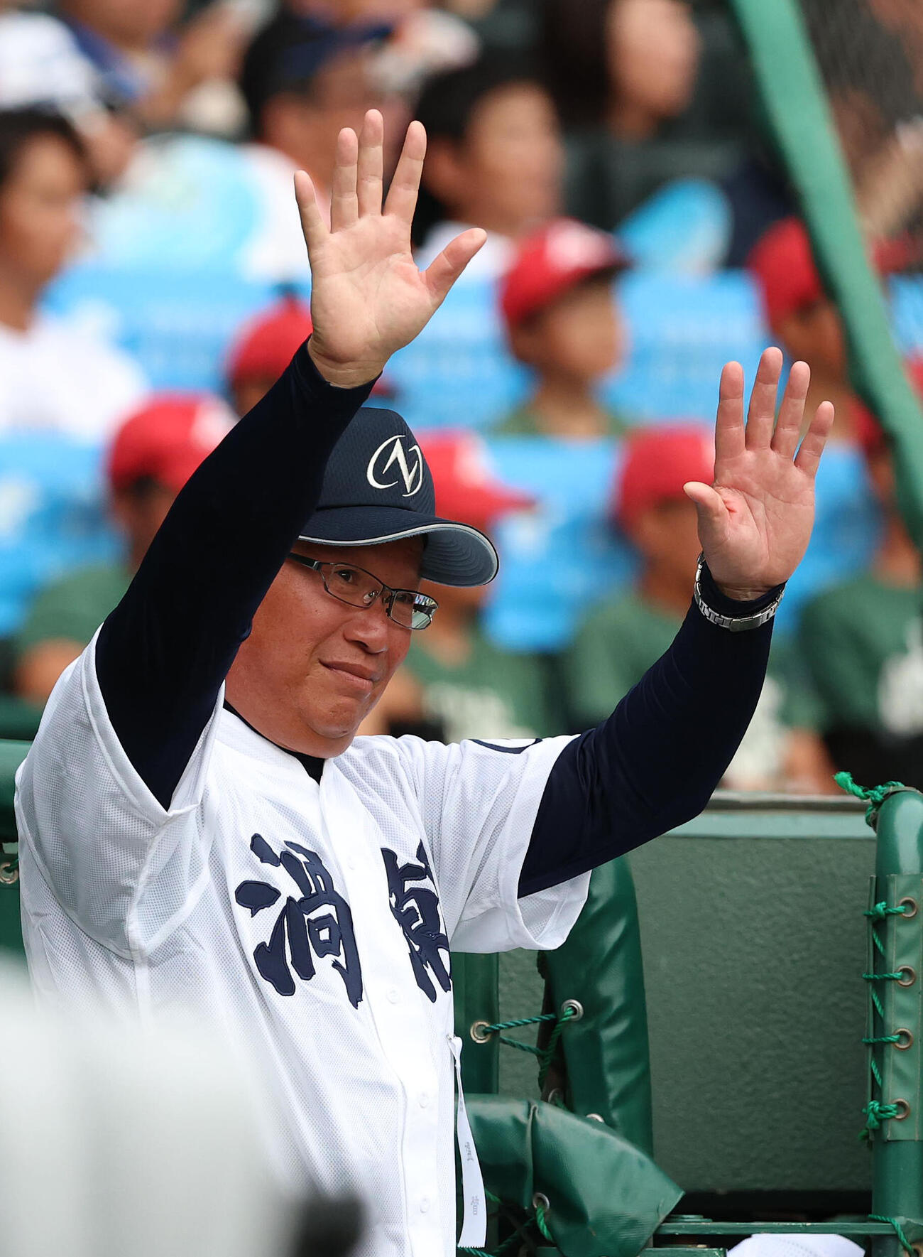 八王子実践対鳴門渦潮　選手に指示を出す鳴門渦潮・森恭仁監督（撮影・白石智彦）