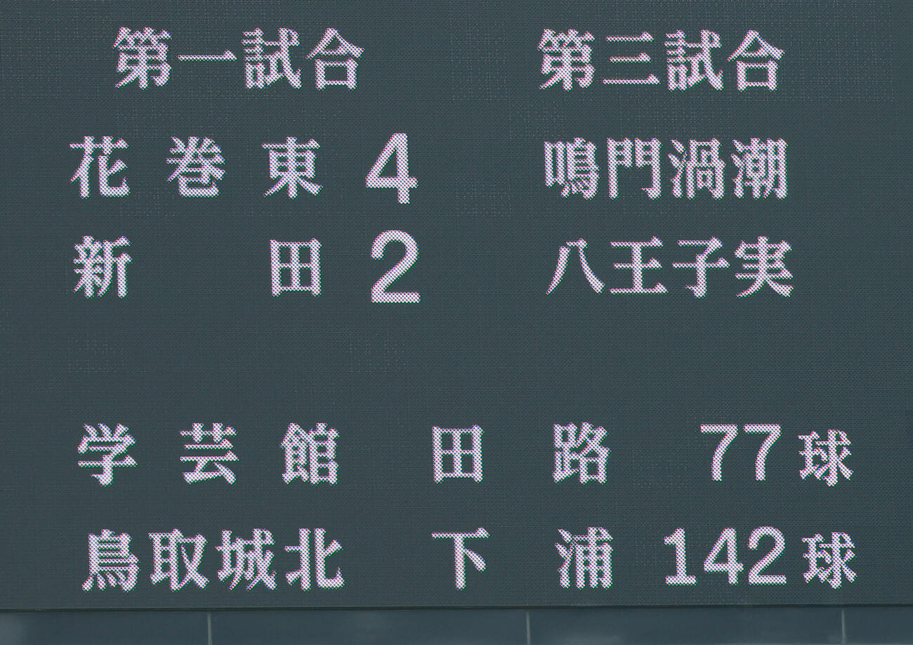 岡山学芸館対鳥取城北　7回表岡山学芸館無死満塁、下浦一心は142球を投げ田中煌大に交代する（撮影・上山淳一）