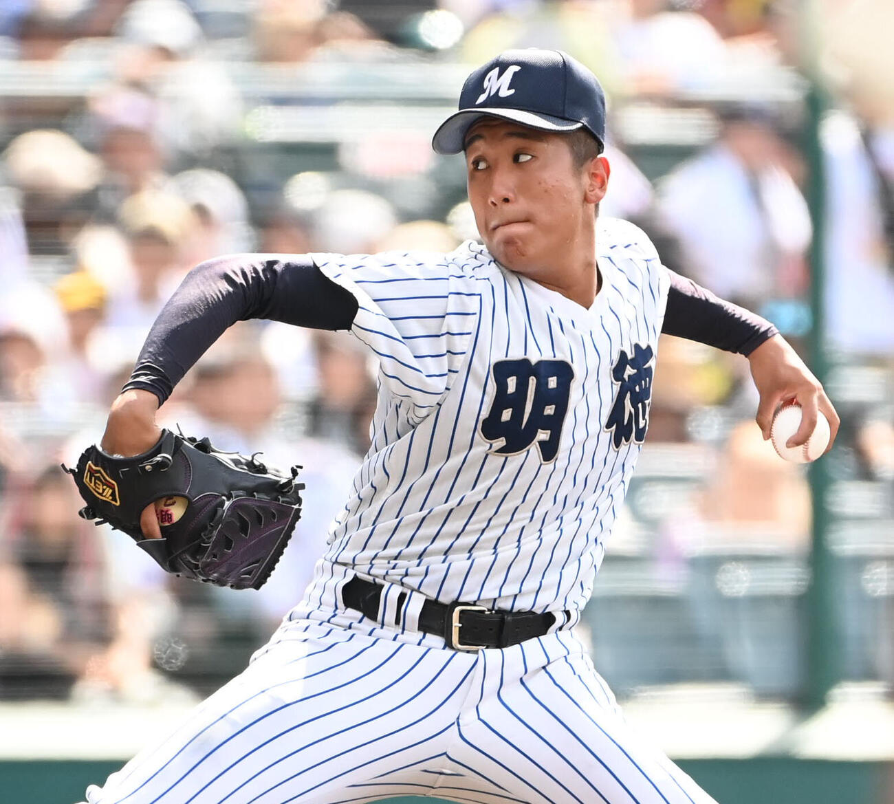 明徳義塾対日南学園　明徳義塾先発の藤本優善（撮影・石井愛子）