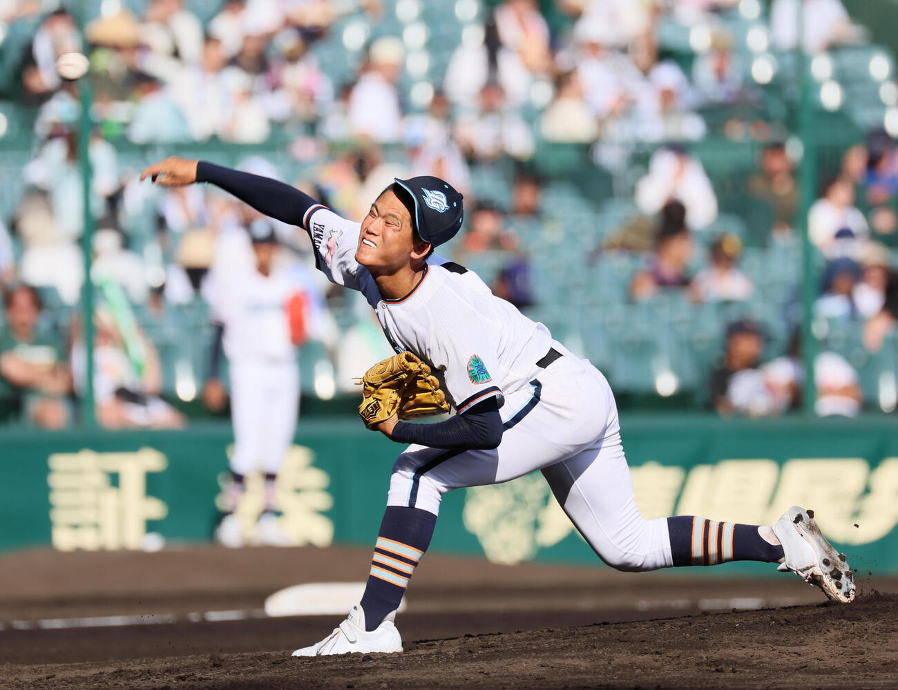 高川学園対高岡商　高川学園先発の木下瑛二（撮影・宮崎幸一）