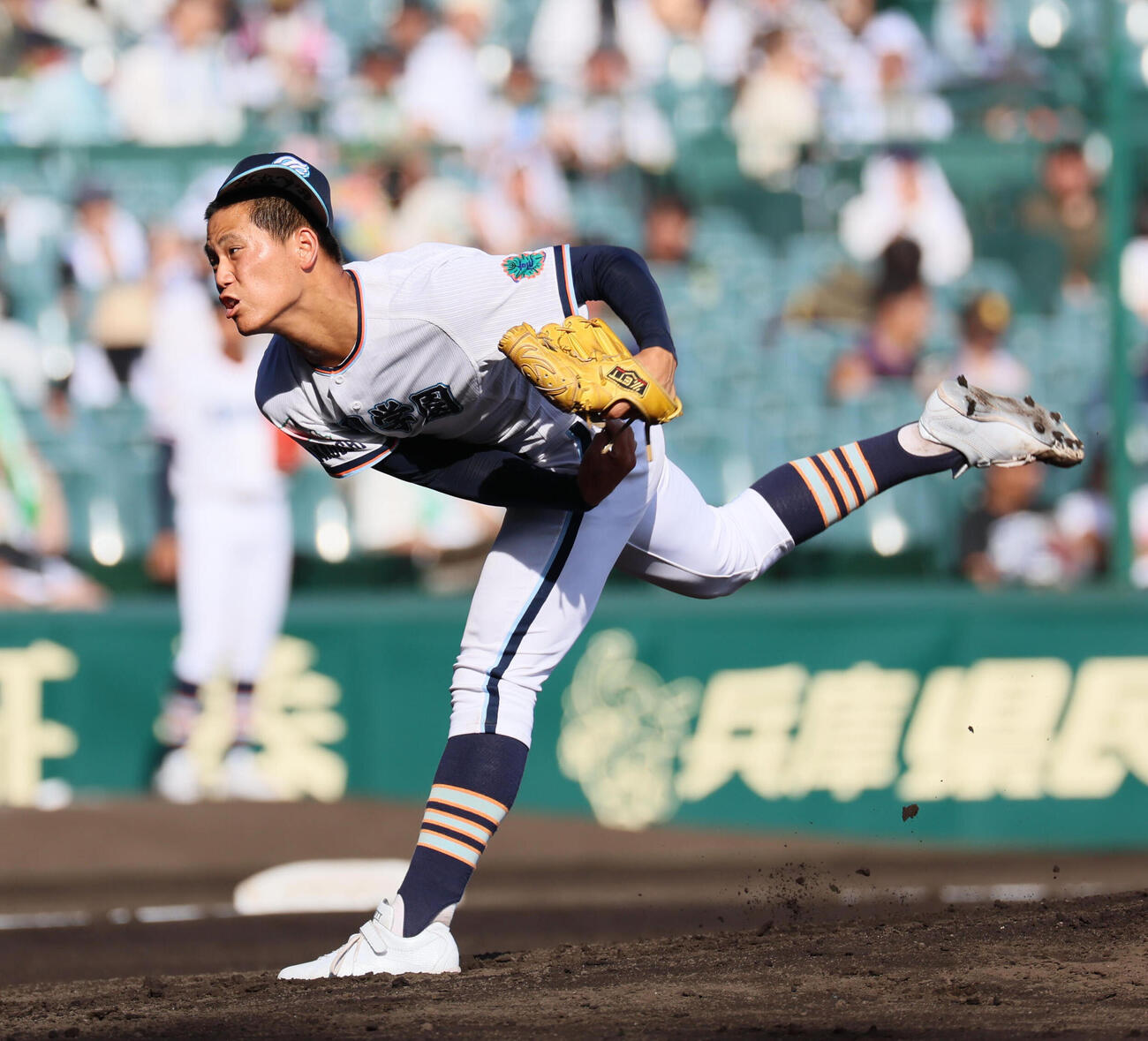 高川学園対高岡商　高川学園先発の木下瑛二（撮影・宮崎幸一）