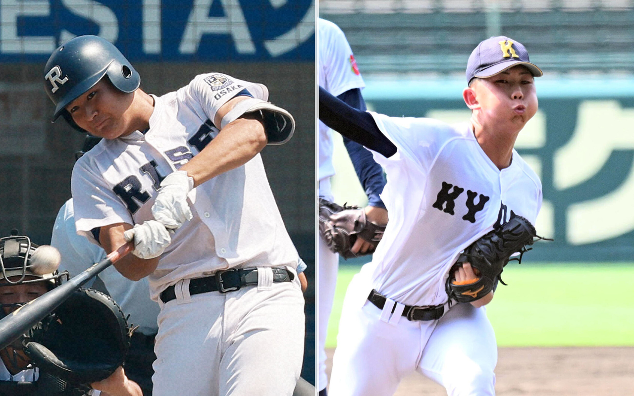 履正社・辻竜乃介（左）と享栄・坂本亮太