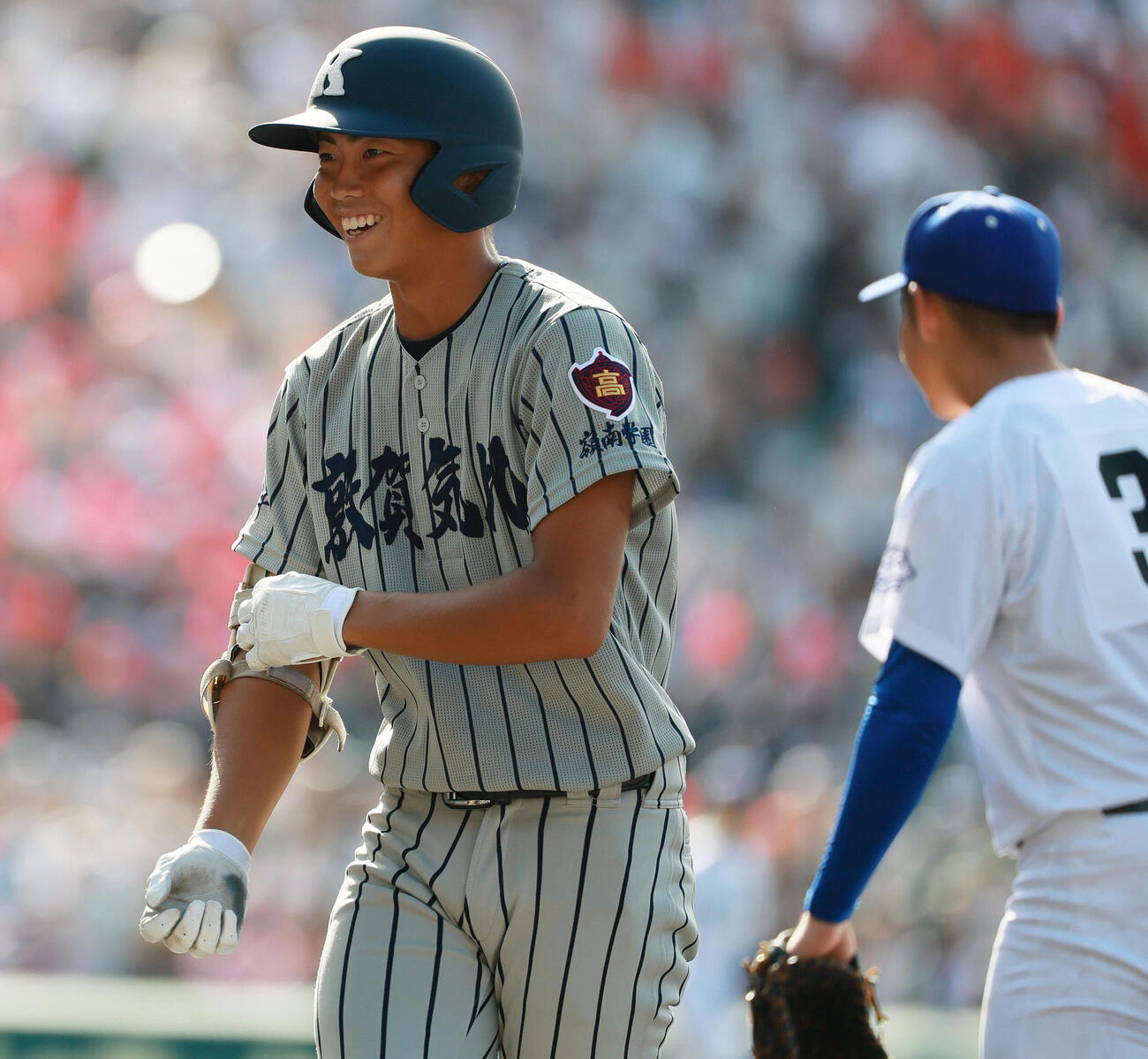 敦賀気比対横手　1回表敦賀気比2死一、三塁、後藤駿平は適時打を放つ（撮影・上山淳一）