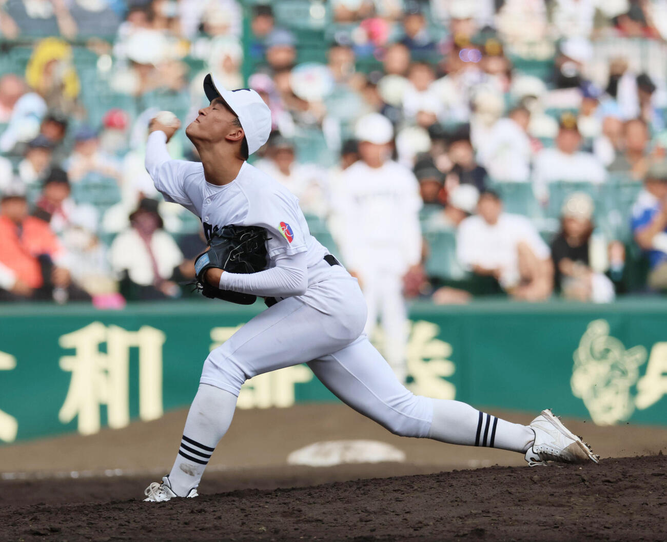 履正社対享栄　享栄2番手の上江滝拓未（撮影・宮崎幸一）