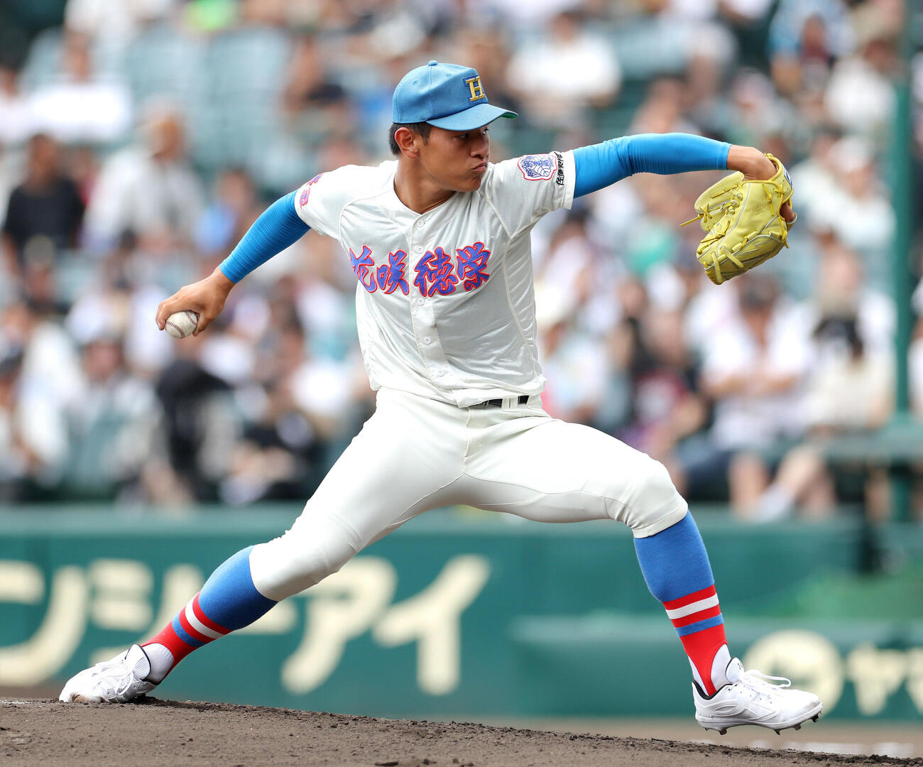 花咲徳栄対仙台育英　先発登板で力投する花咲徳栄・黒川凌大（撮影・河田真司）