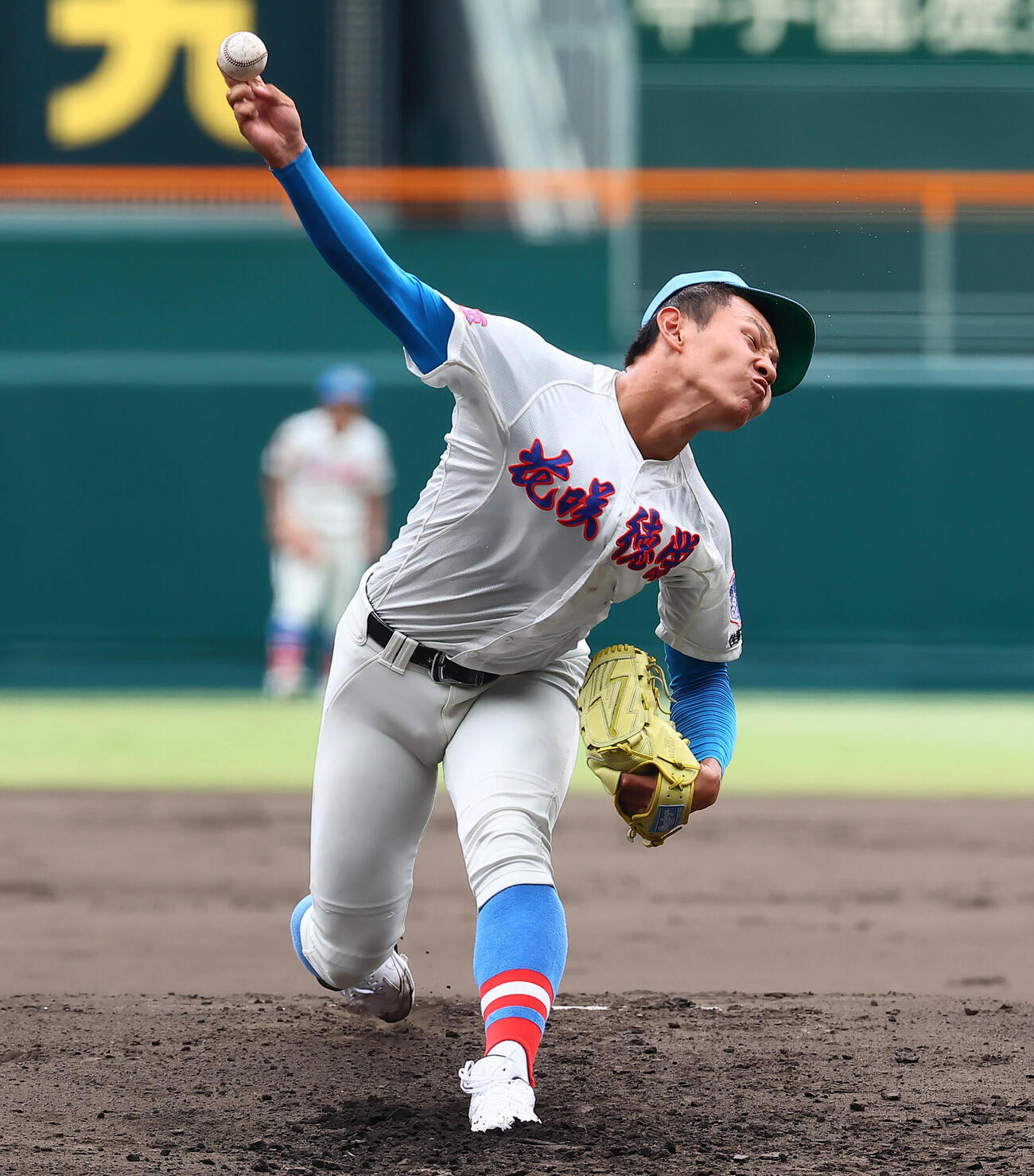 仙台育英対花咲徳栄　仙台育英戦に先発する花咲徳栄の黒川凌大（撮影・加藤哉）