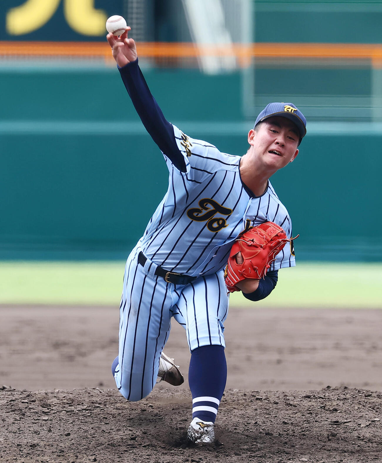 東海大甲府対高崎健康福祉大高崎　高崎健康福祉大高崎戦に先発する東海大甲府の籾山慶人（撮影・加藤哉）