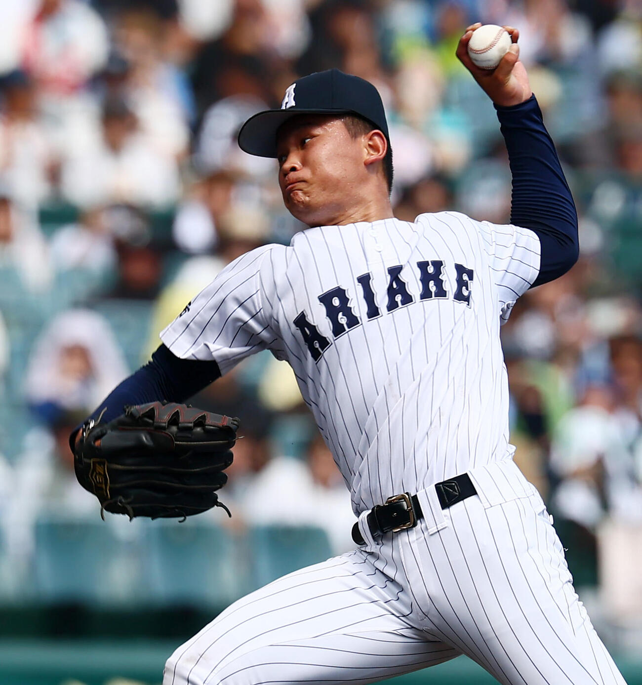 長崎日大対有明　9回表、長崎日大打線相手に好投を見せる有明の斉藤遼汰郎（撮影・加藤哉）
