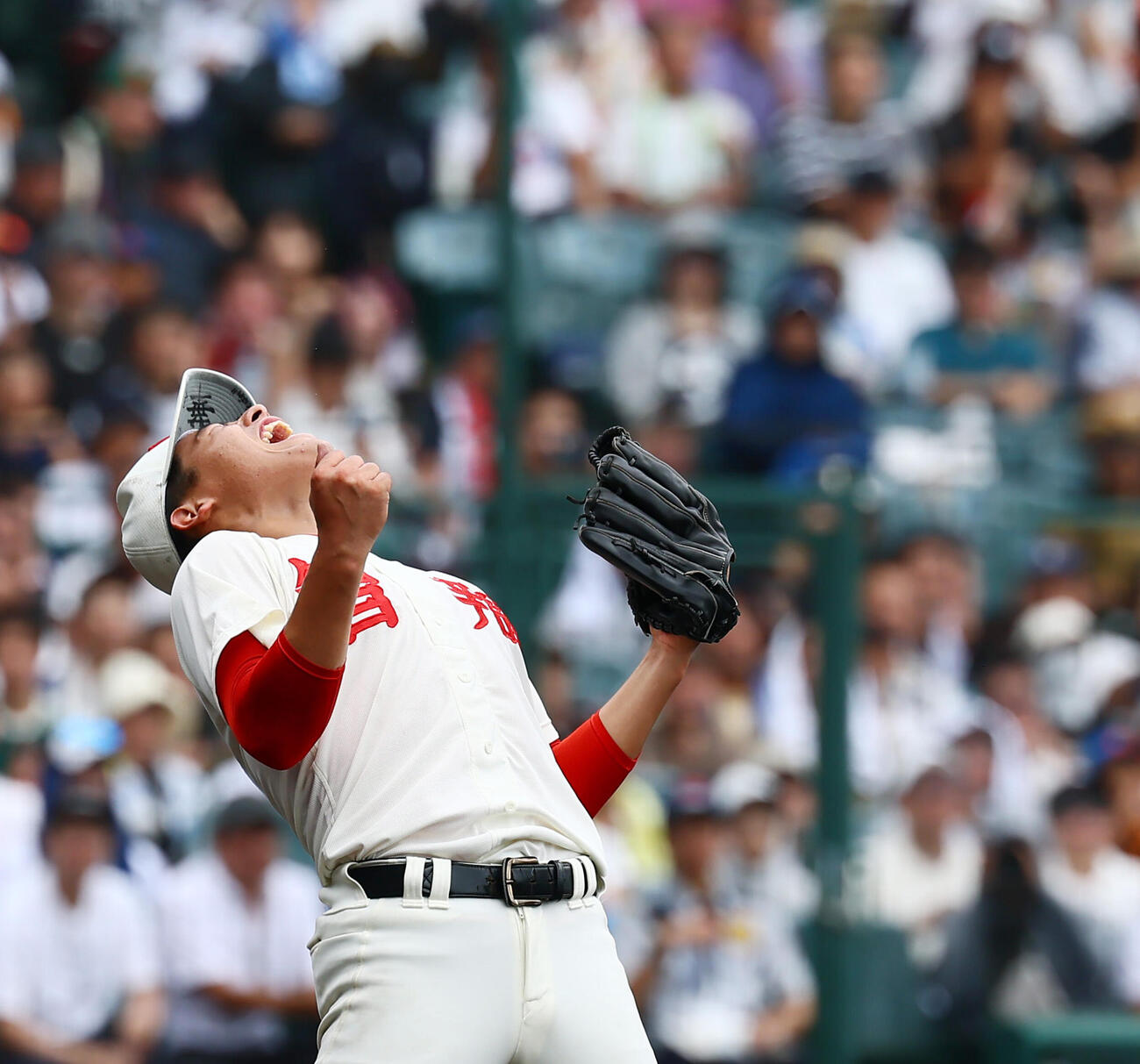 智弁和歌山対敦賀気比　11回裏、敦賀気比に勝利し雄たけびを上げる智弁和歌山の久葉亮太（撮影・加藤哉）