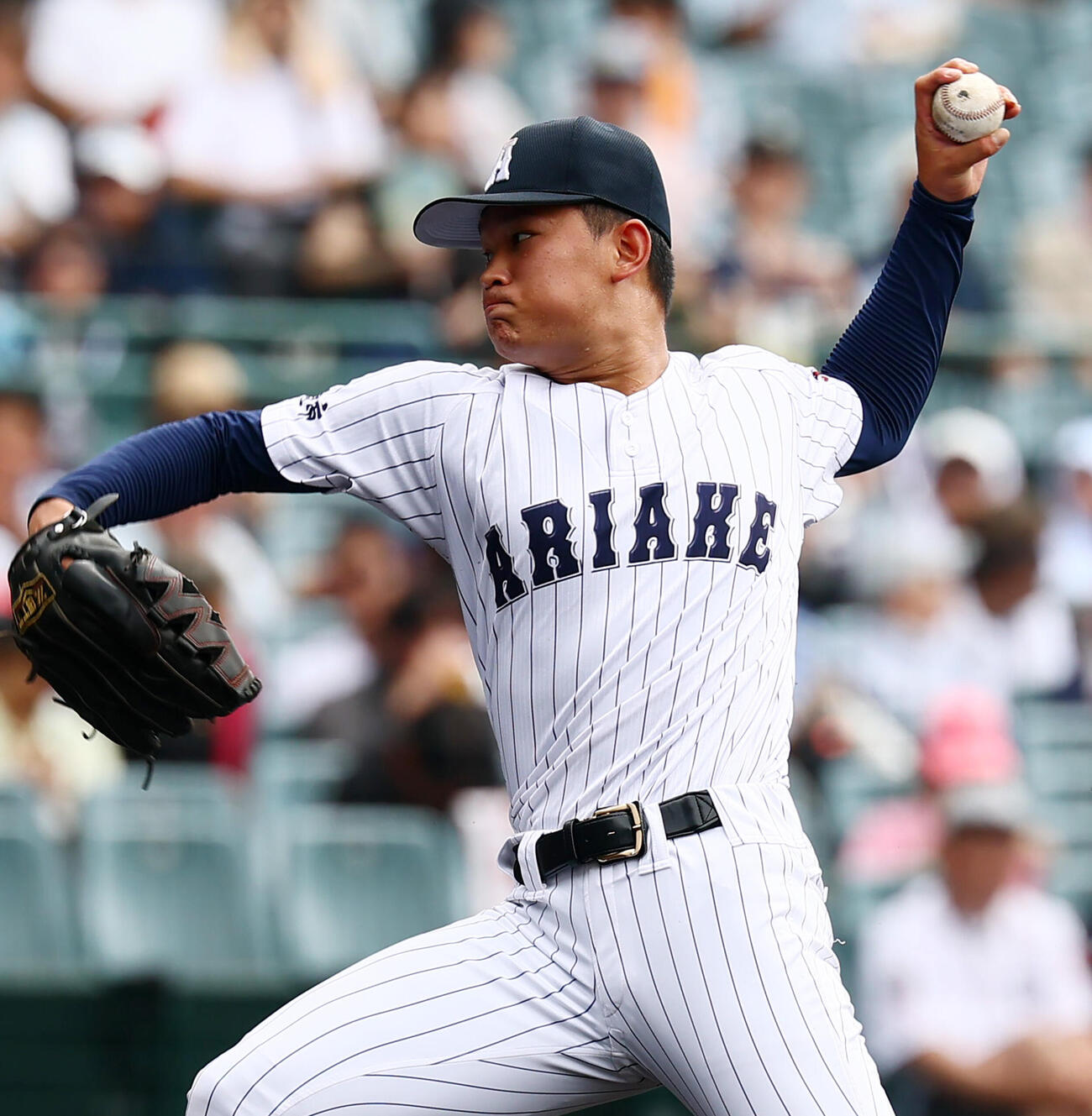 有明対東日本国際大昌平　急きょ先発する有明の斉藤遼汰郎（撮影・加藤哉）