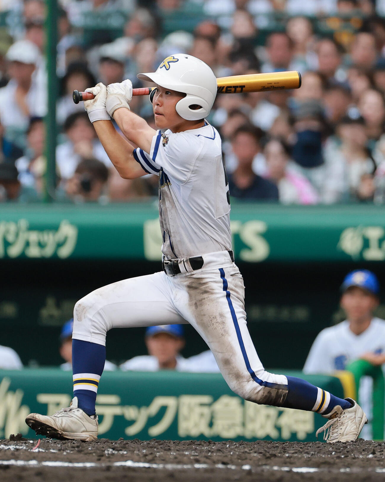 横浜対霞ケ浦　5回裏霞ケ浦2死二塁、村上聖は中前適時打を放つ（撮影・上山淳一）