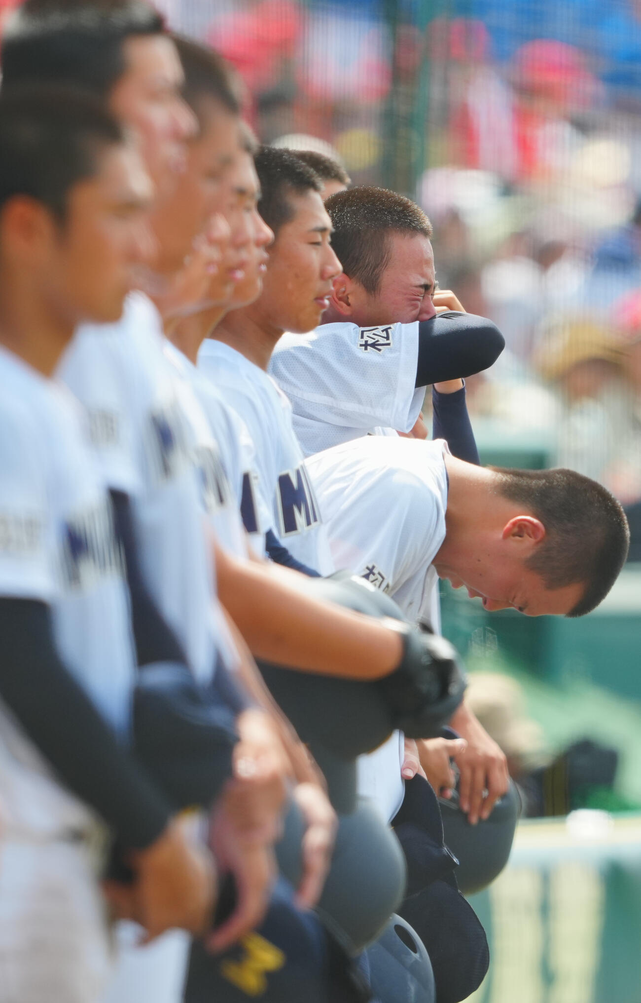 天理対三重　天理に敗れ涙を流す三重の選手たち（撮影・垰建太）