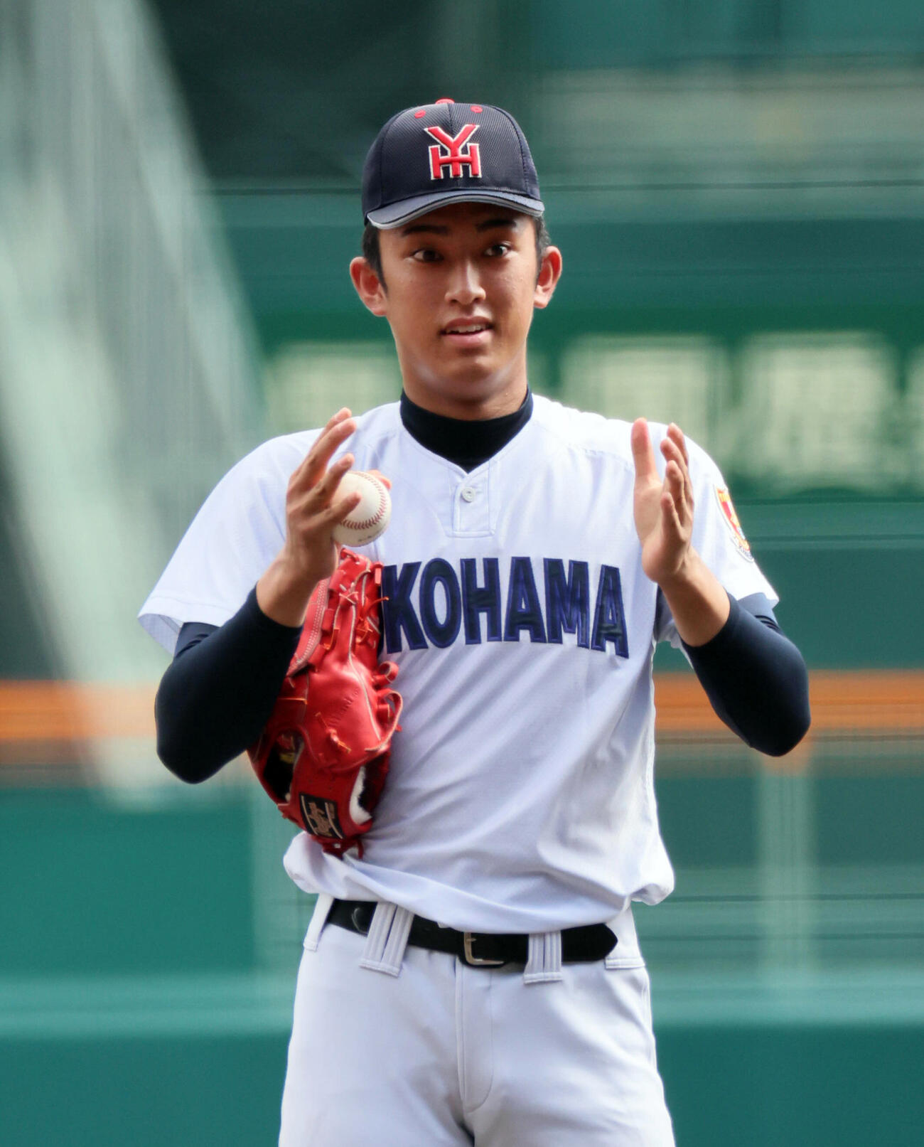横浜対花巻東　横浜先発の織田翔希（撮影・宮崎幸一）