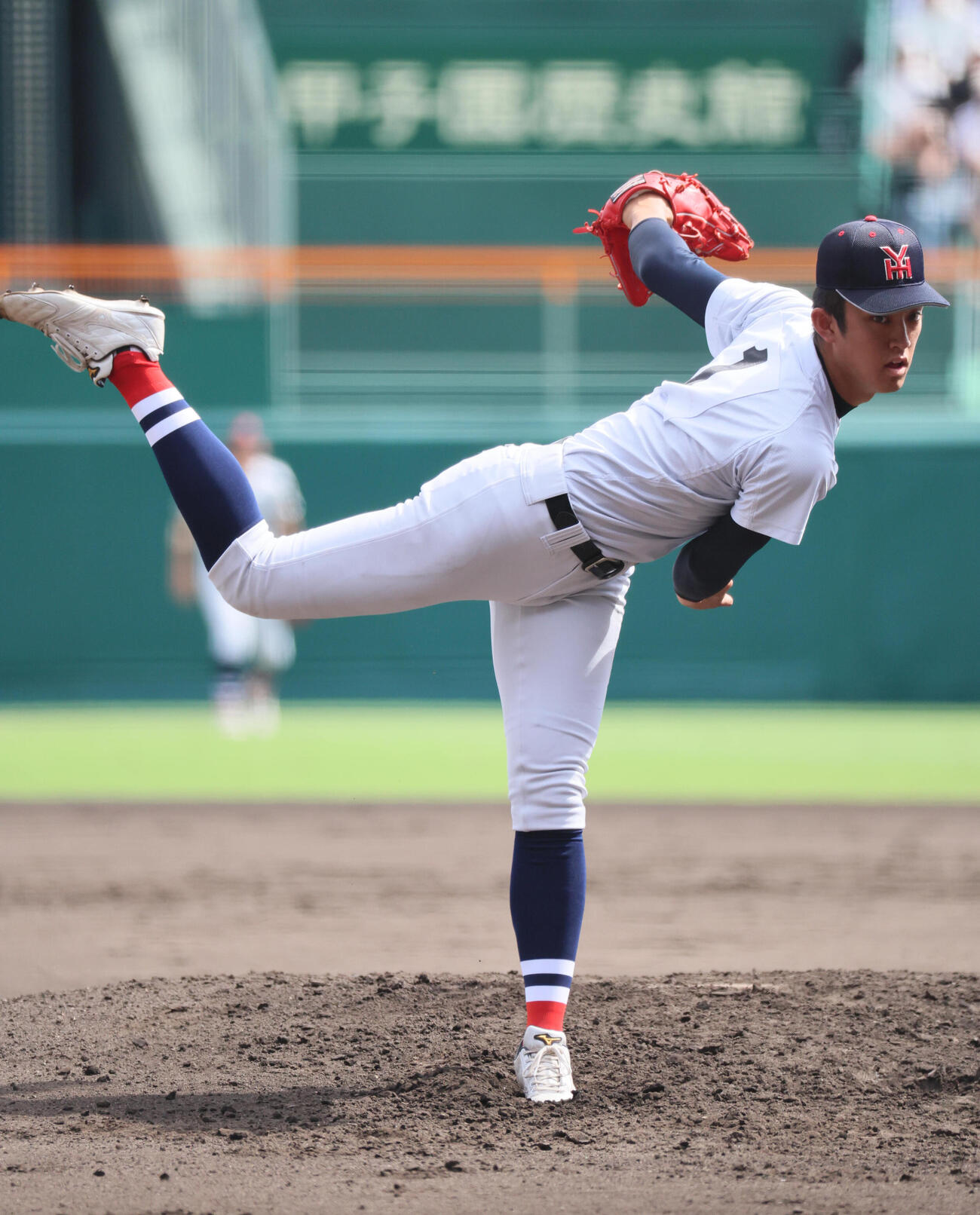 横浜対花巻東　横浜先発の織田翔希（撮影・宮崎幸一）