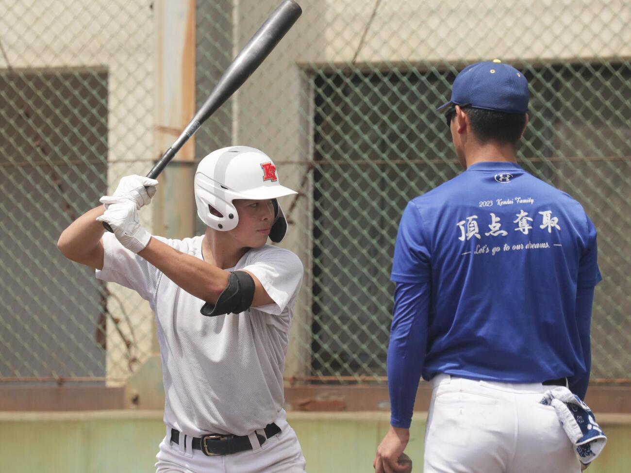 打撃練習をする健大高崎・大岩翔斗捕手（撮影・高橋香奈）