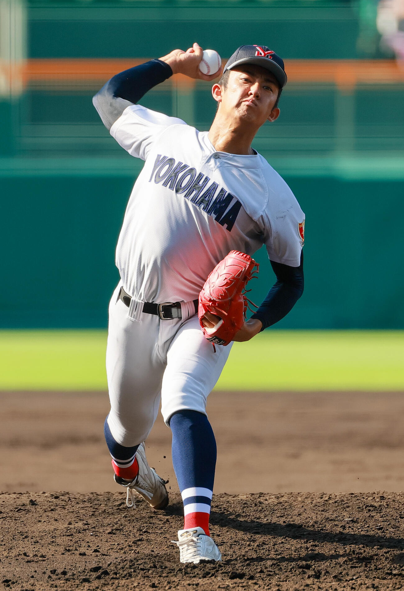 横浜対智弁和歌山　横浜先発の織田翔希（撮影・上山淳一）