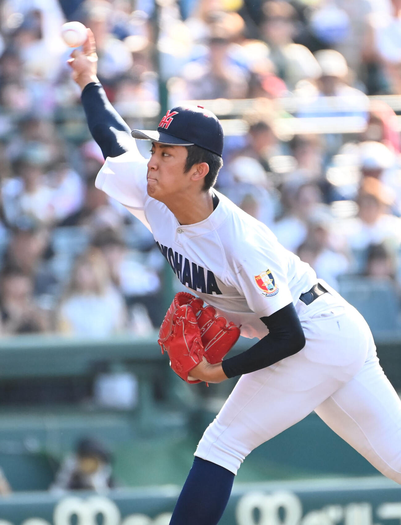 横浜対智弁和歌山　横浜先発の織田翔希（撮影・石井愛子）