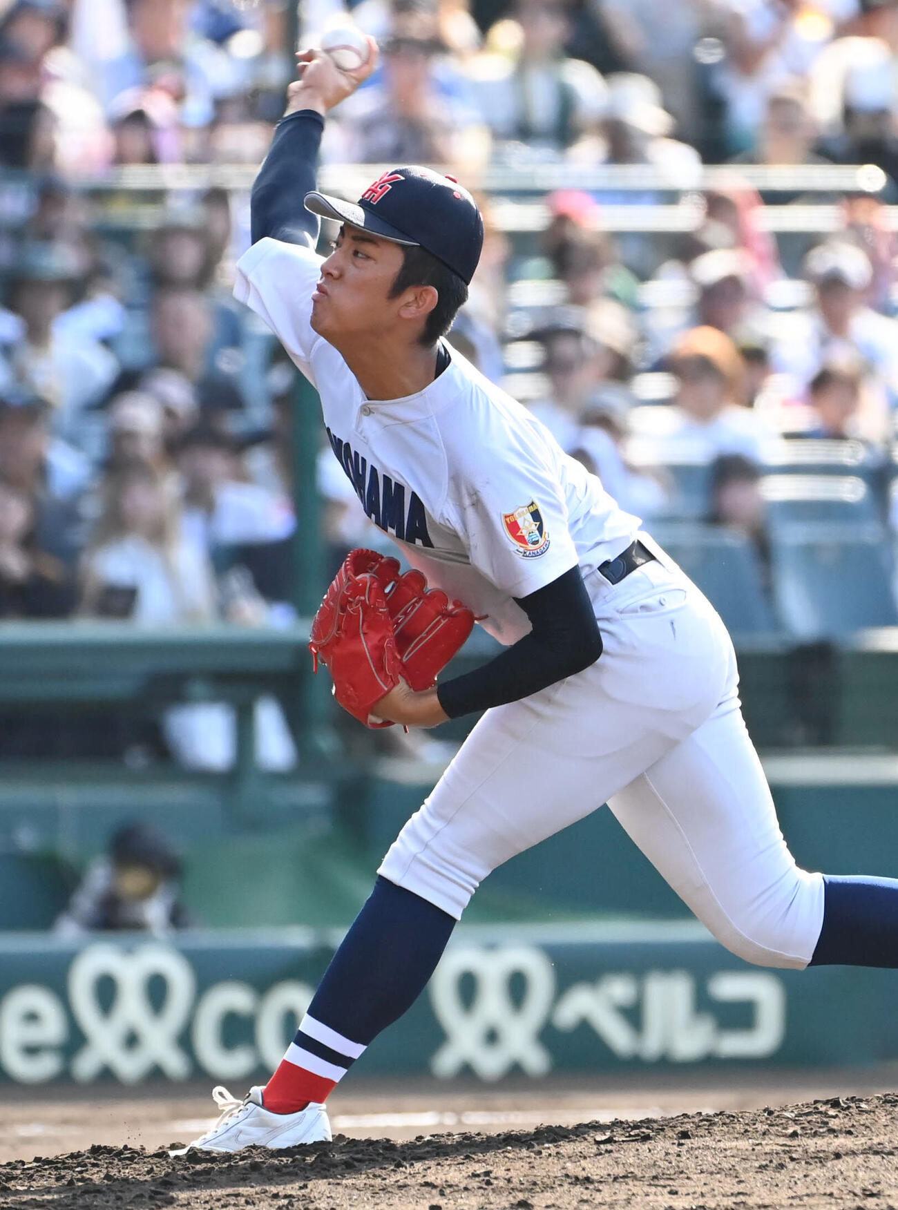 横浜対智弁和歌山　横浜先発の織田翔希（撮影・石井愛子）
