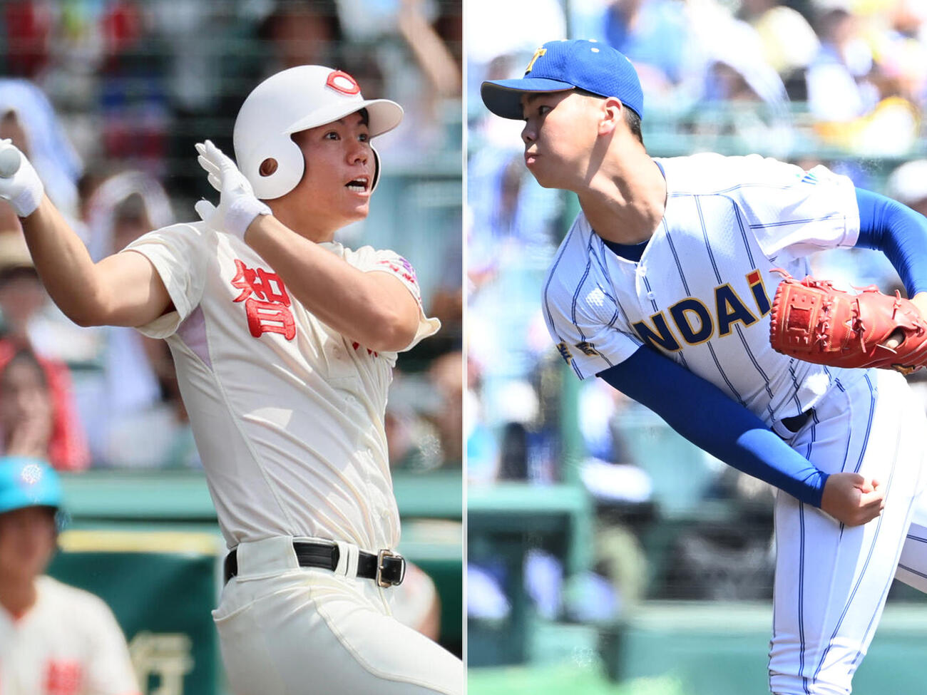 智弁和歌山・井本陽太（左）と健大高崎・石垣聡志
