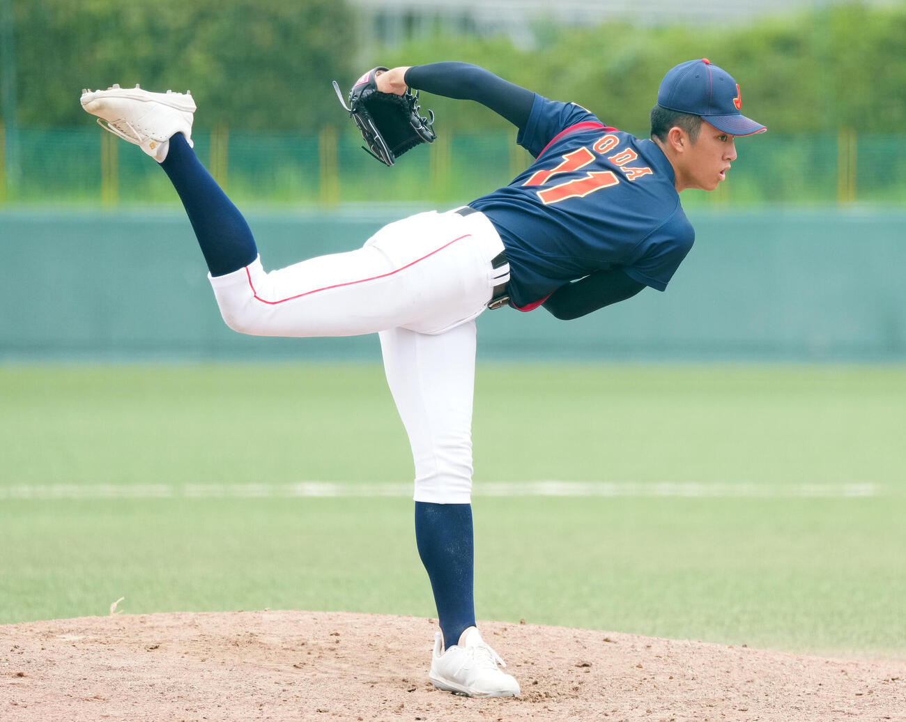 高校日本代表対明大　2回1安打無失点で好投した高校日本代表先発の織田翔希（撮影・江口和貴）