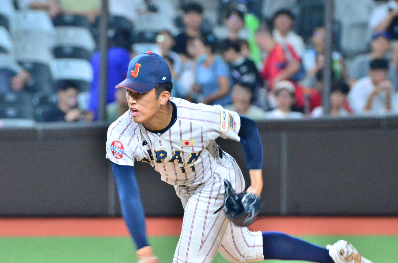 決勝進出がかかった台湾戦に先発する織田（撮影・平山連）