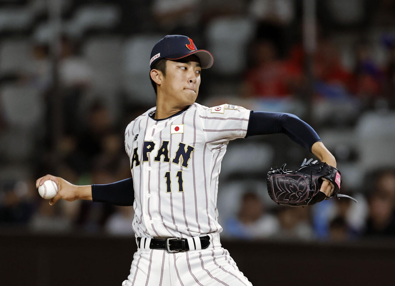 台湾戦に先発した織田翔希（共同）