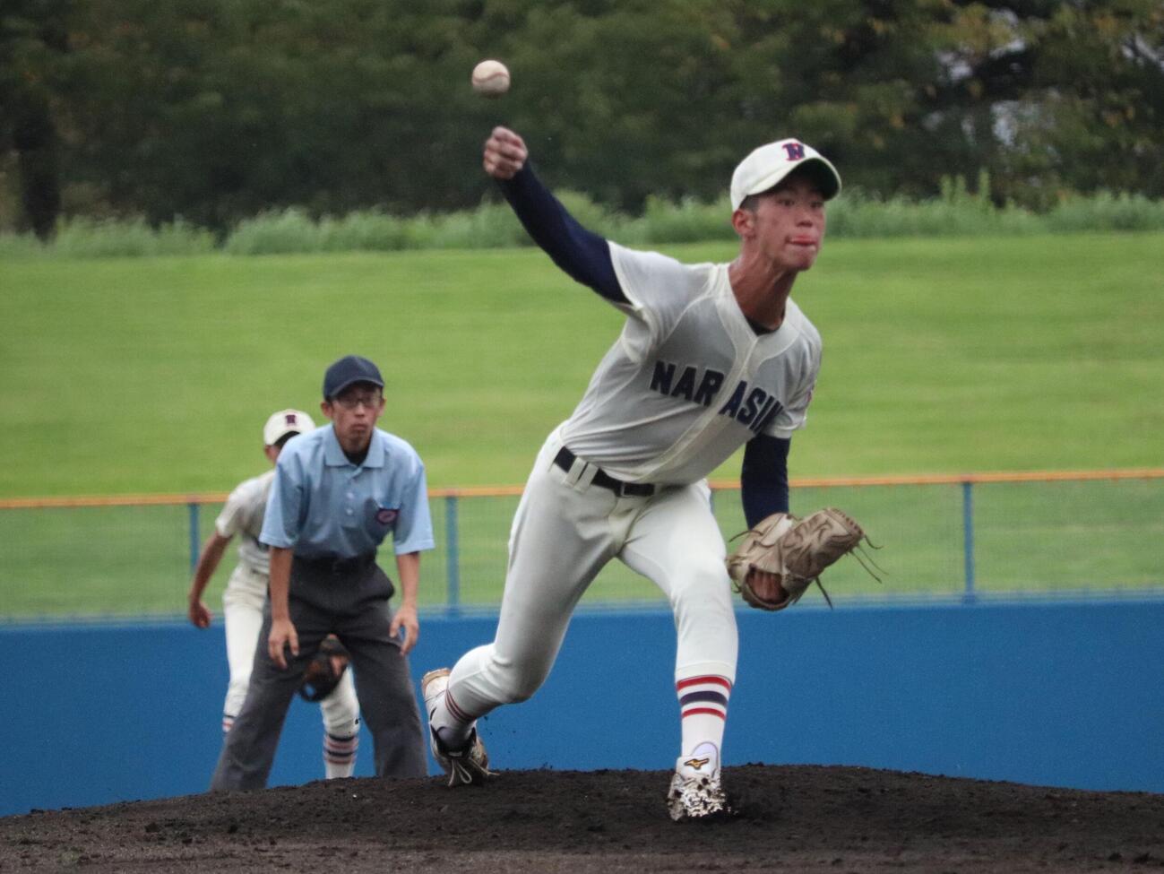 習志野対東海大浦安　習志野、先発の浅野侠助（撮影・保坂淑子）