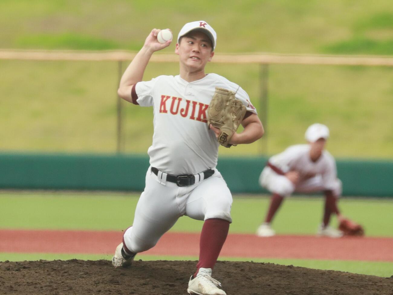 盛岡誠桜対久慈　先発し7回2失点と好投した久慈・向井颯春投手（撮影・高橋香奈）
