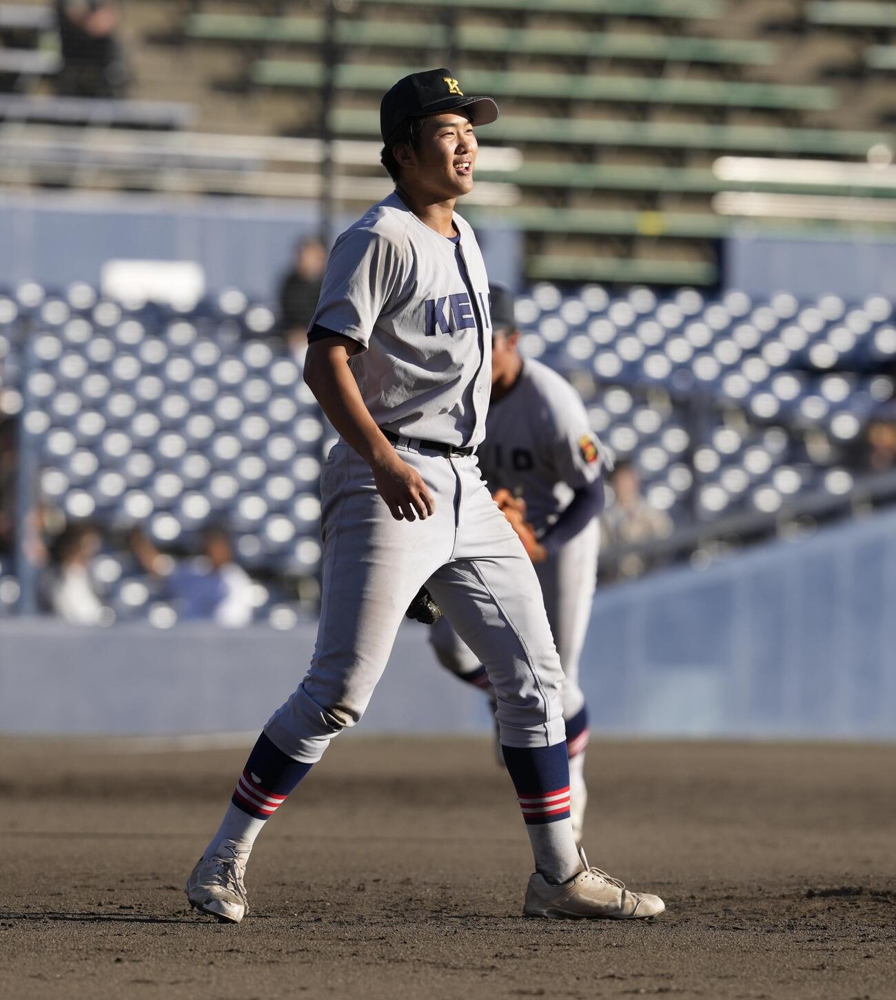 佐野日大対慶応　佐野日大に勝利し笑顔を見せる渡辺英亜（撮影・小島史椰）