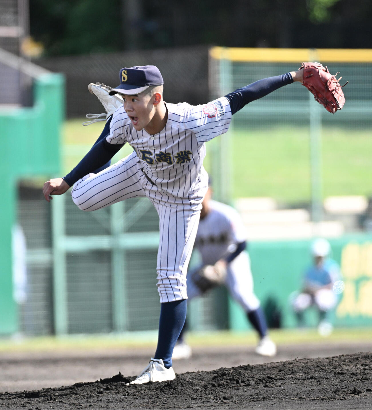和歌山東対明石商　明石商先発の仲吉泰清　（撮影・滝沢美穂子）