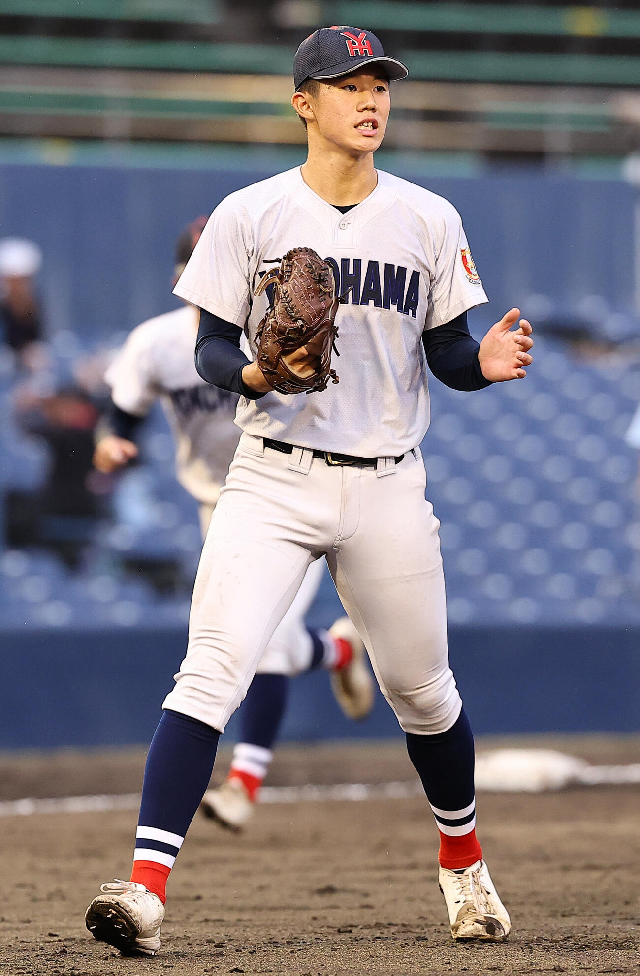帝京三対横浜　決勝進出を決め喜ぶ横浜・小林鉄三郎（撮影・野上伸悟）
