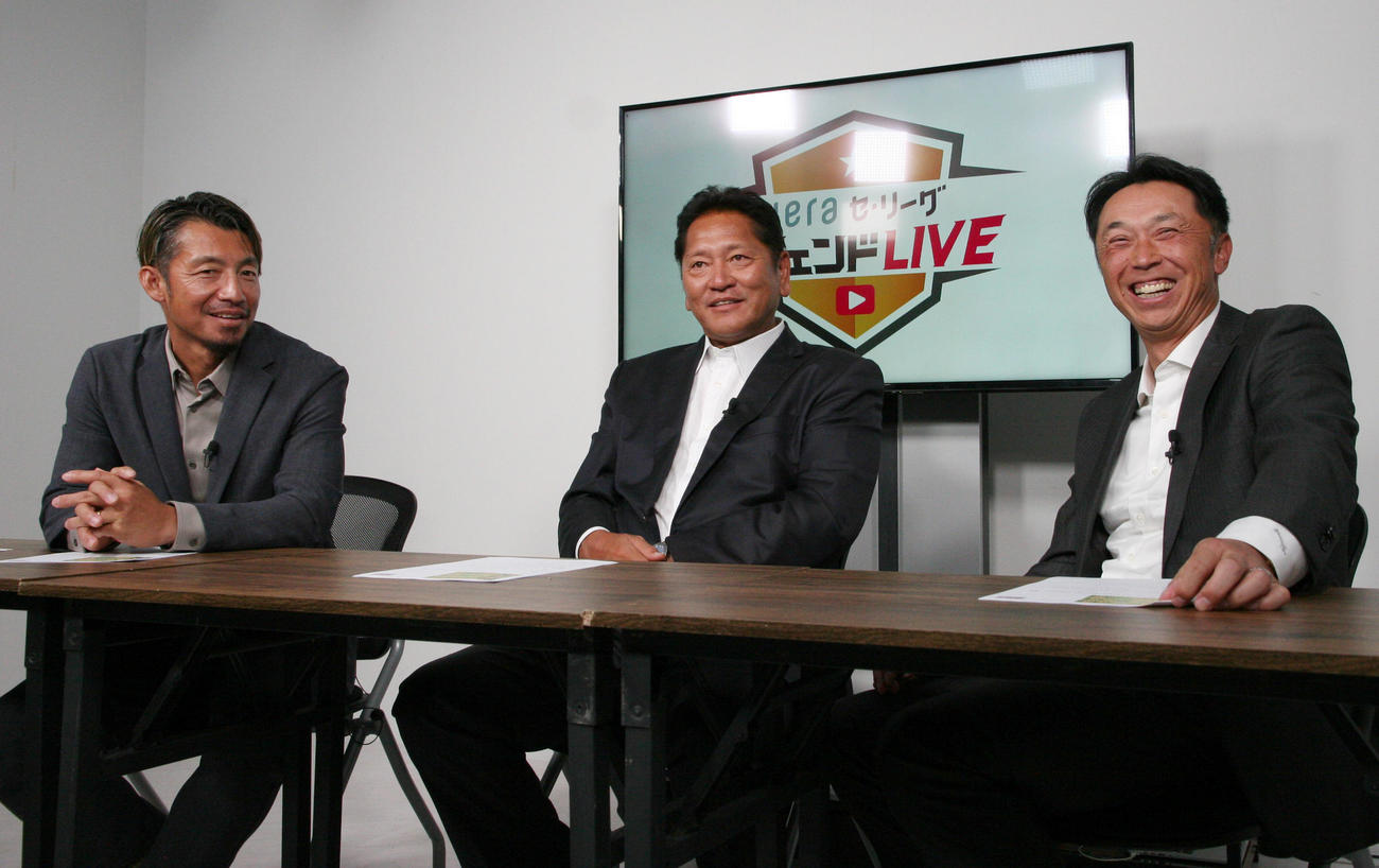 深掘りテーマ「守備」について語り合う左から鳥谷氏、佐々木氏、宮本氏