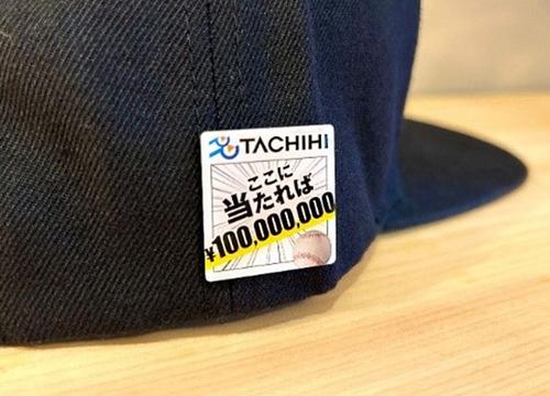 来場者先着2000人に配布される立飛オリジナルピンバッジ
