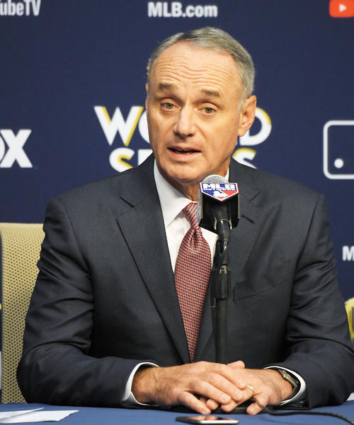 MLBのロブ・マンフレッド・コミッショナー(撮影・菅敏=2017年10月28日)