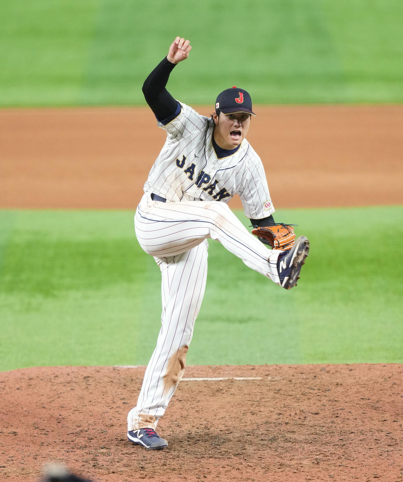 ＷＢＣ日本代表（侍ジャパン）決勝　日本対米国　９回に日本の７番手で登板した大谷翔平は無失点で抑えて胴上げ投手になった＝２０２３年３月21日