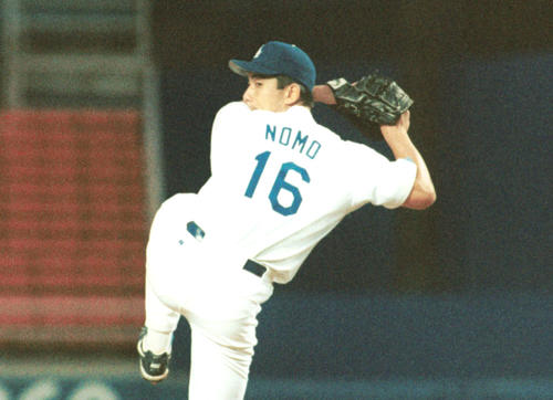 ドジャースで「トルネード旋風」を起こした野茂英雄（1995年撮影）
