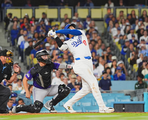20日ロッキーズ戦で52号を放ったドジャース大谷翔平
