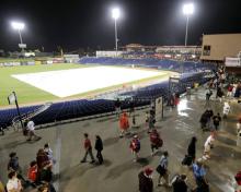 田口が出場予定だったフィリーズ戦は雨で中止となる（共同）