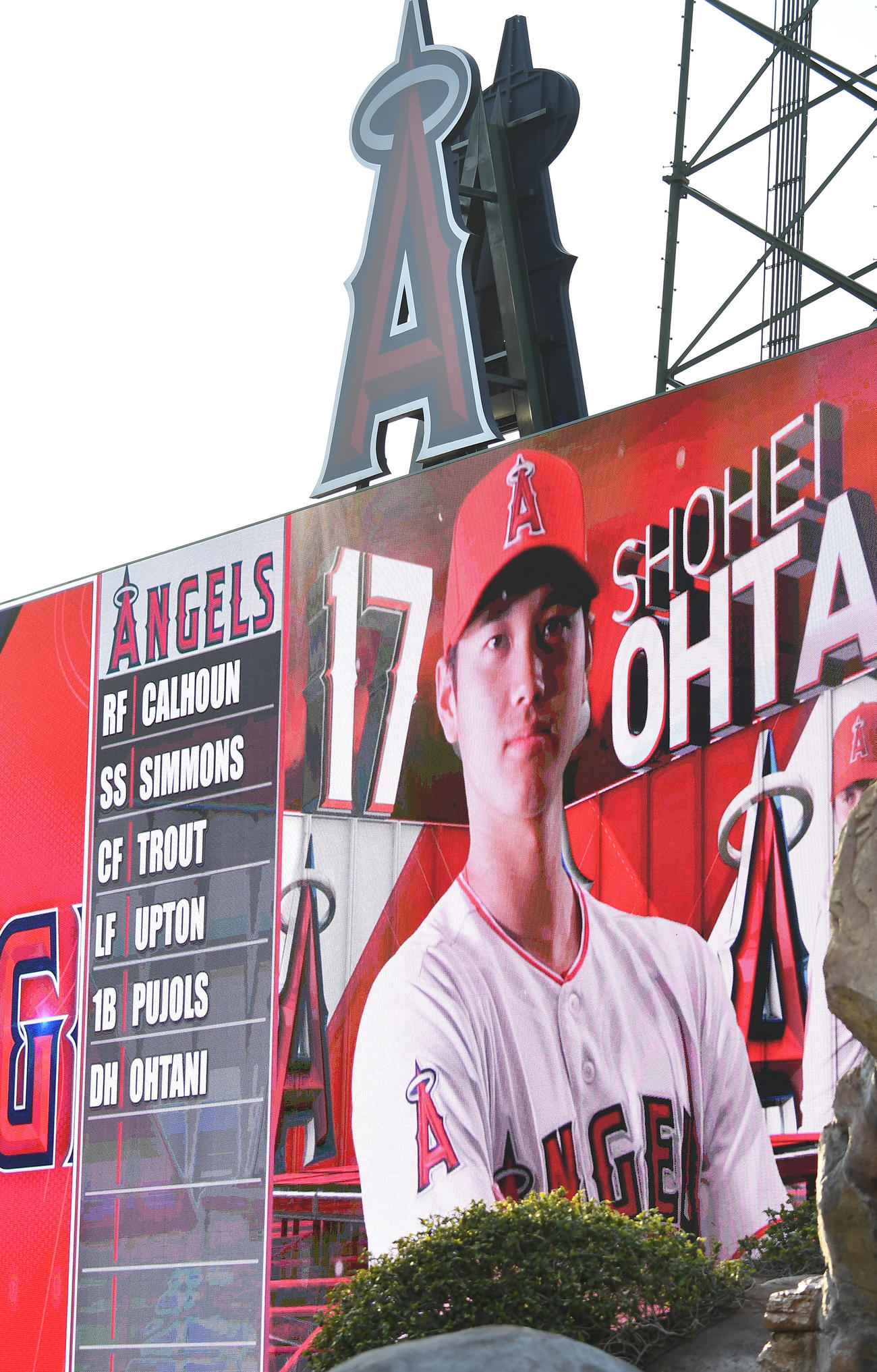 ドジャース戦に６番ＤＨで出場するエンゼルス大谷（撮影・菅敏）